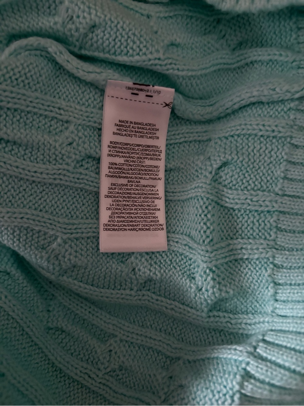 NEW POLO RALPH LAUREN sz XXL Mint Green Cable Knit Sweater Long Sleeve - Picture 6 of 6